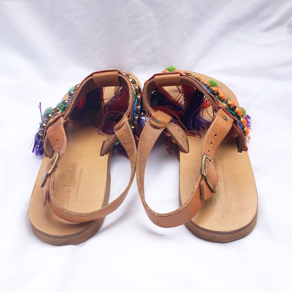 ANTHROPOLOGIE | ELINA LINARDAKI LEATHER DIZZY PARROT SANDALS SIZE 9 - Picture 7 of 10